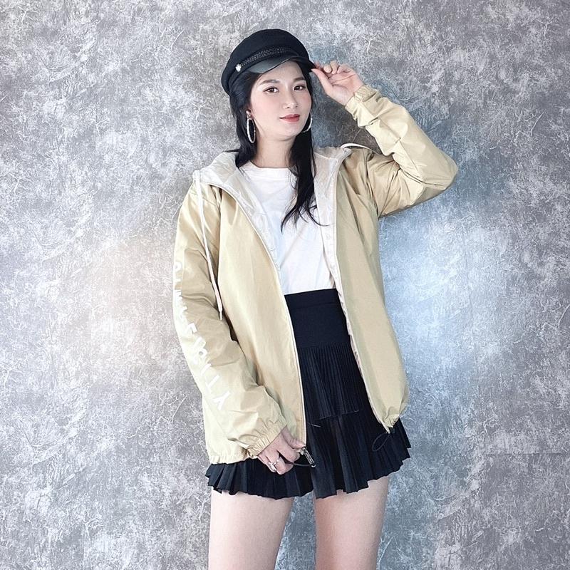 Áo khoác đôi nam nữ dù 2 lớp form rộng unisex áo gió có mũ in SIMPLICITY - CANDA 2258
