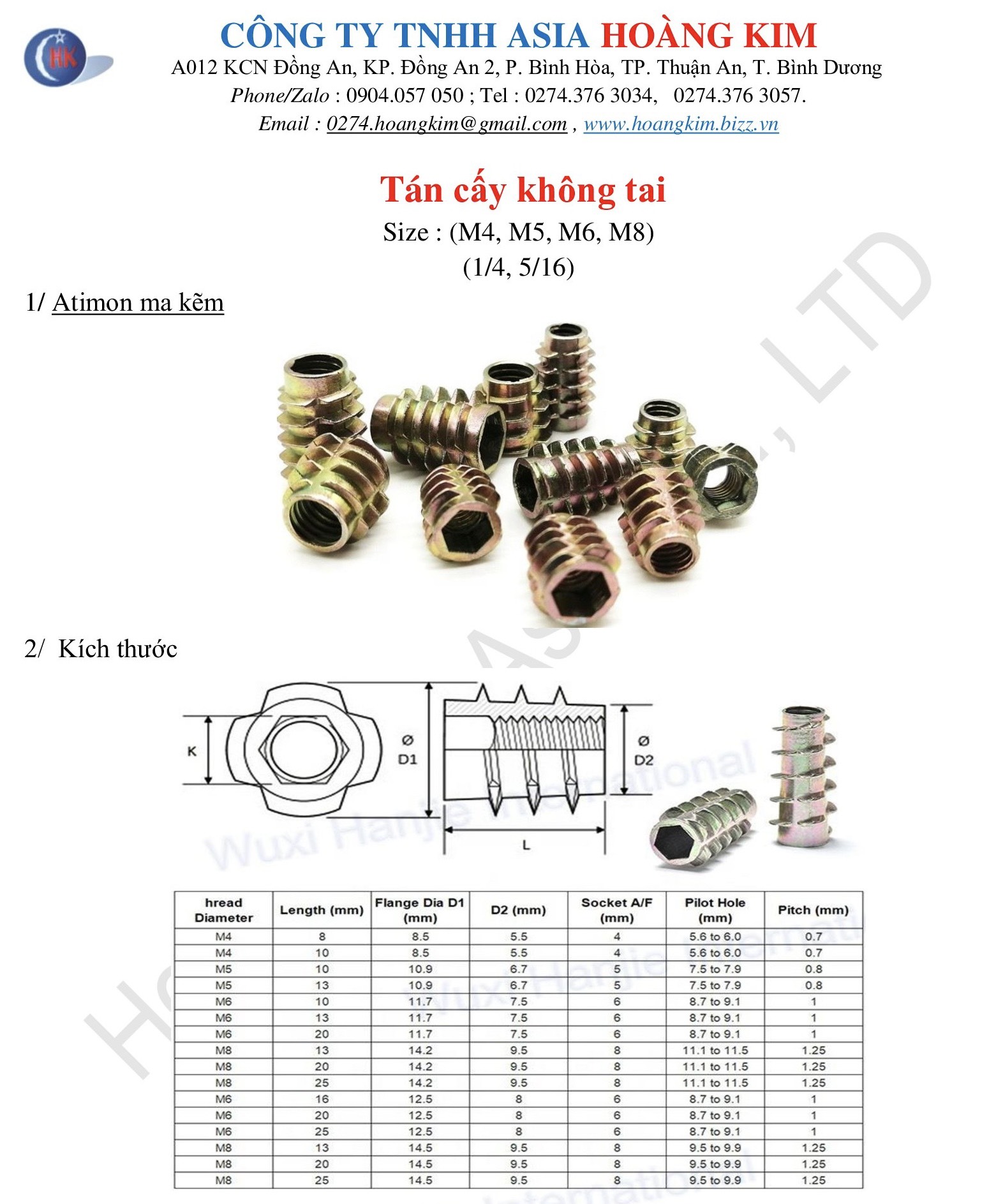 ỐC CẤY GỖ KHÔNG VÀNH _ ỐC CẤY KHÔNG TAI M4 -> M8