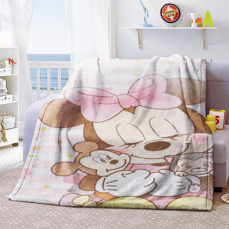 Disney Mickey Minnie Mouse Chăn Ủ Hình Mềm Mại Dép Nỉ Dày Chăn Ném Tấm Trên Giường Cũi Cho Bé Gái Bé Trai Trẻ Em Quà Tặng