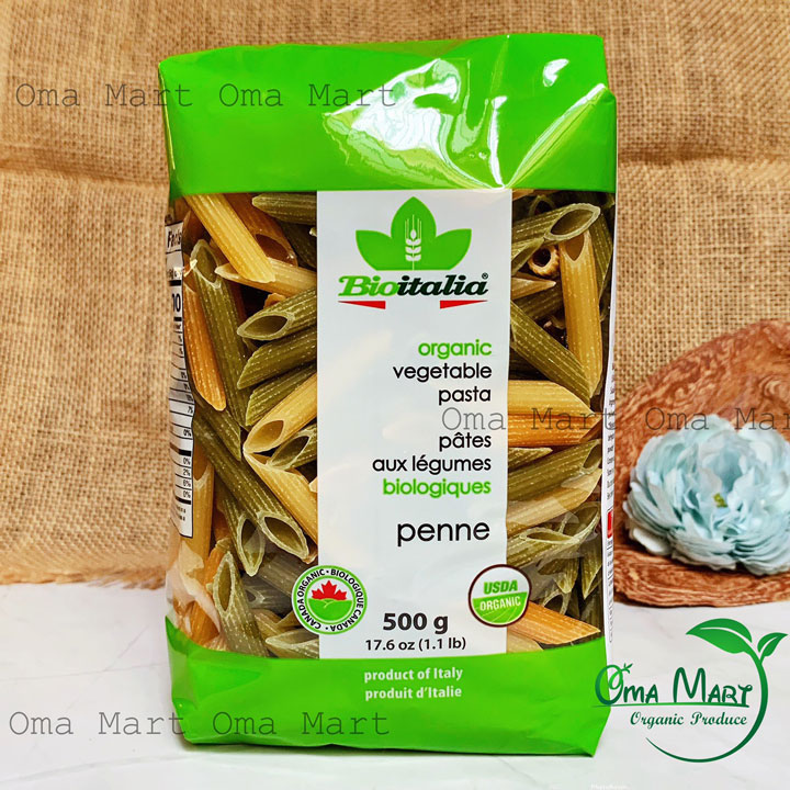 Nui ống rau củ hữu cơ Bioitalia 100g và 500g