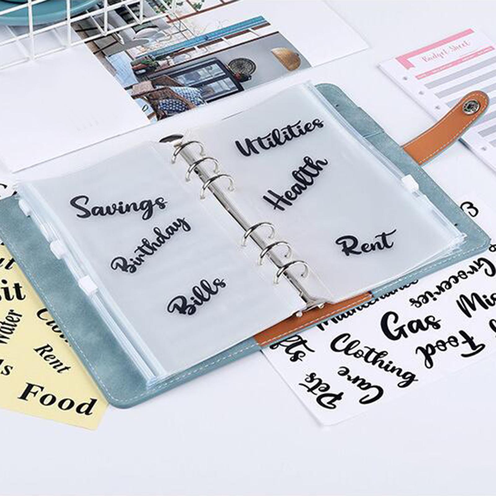 6 Rings A6 Notebook Binder Paper PU Leather Transparent Pockets with Zipper Envelopes