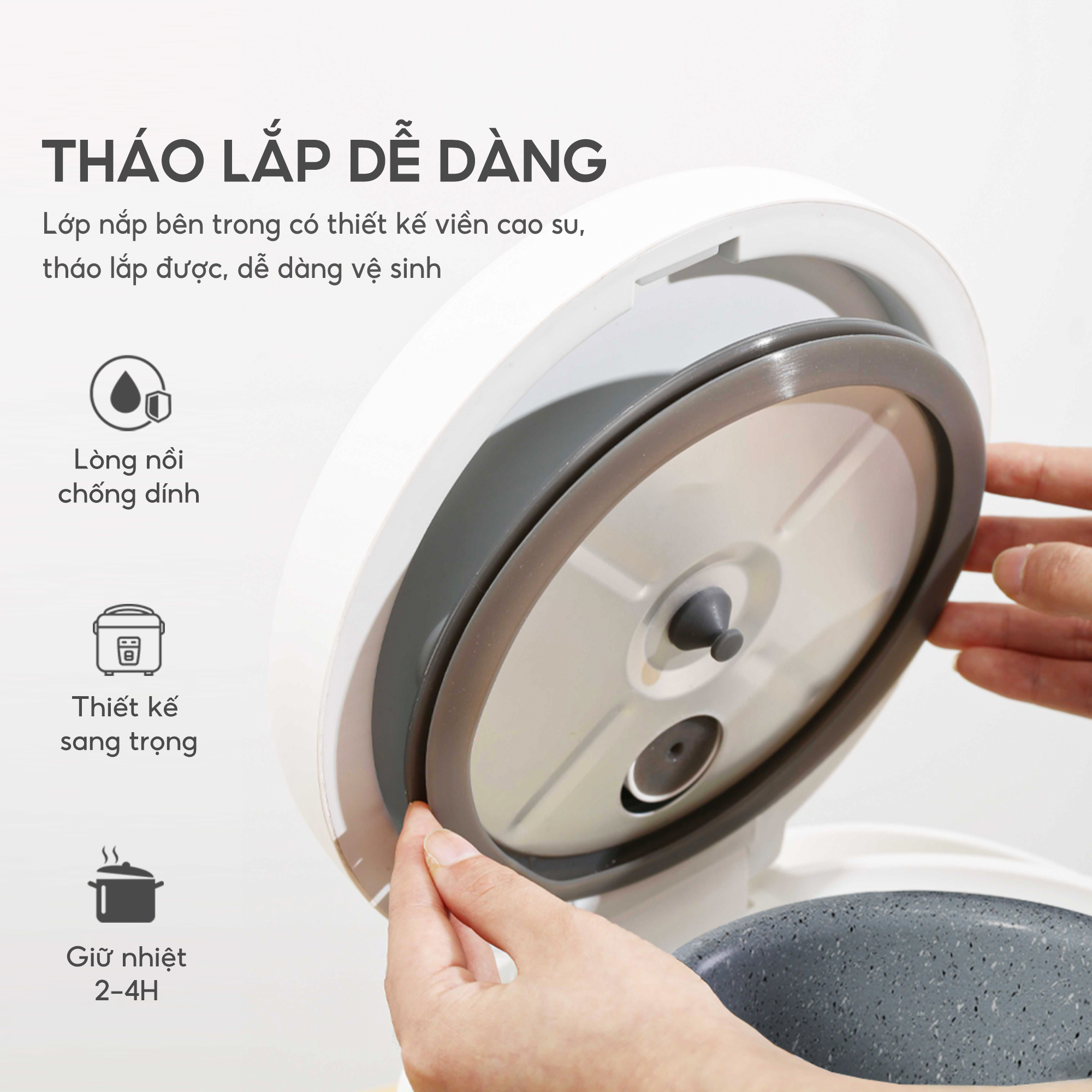 Nồi cơm điện mini Lebenlang LBL0586, dung tích 800ml nhỏ gọn, công suất 250W, thiết kế hiện đại, bảo hành 2 năm - hàng chính hãng