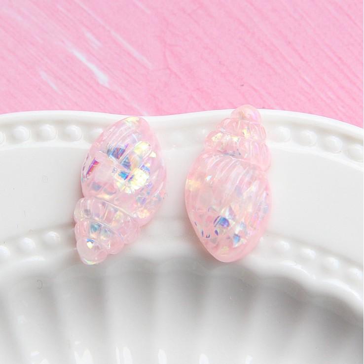 Charm vỏ ốc trong suốt nhũ lấp lánh đáng yêu cho các bạn trang trí vỏ ốp điện thoại, DIY