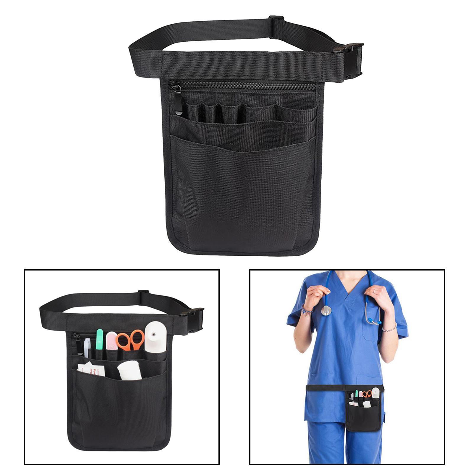 Nylon Nurse Organizer Belt Waist Bag Fanny Pack Case for Scissors Care Black