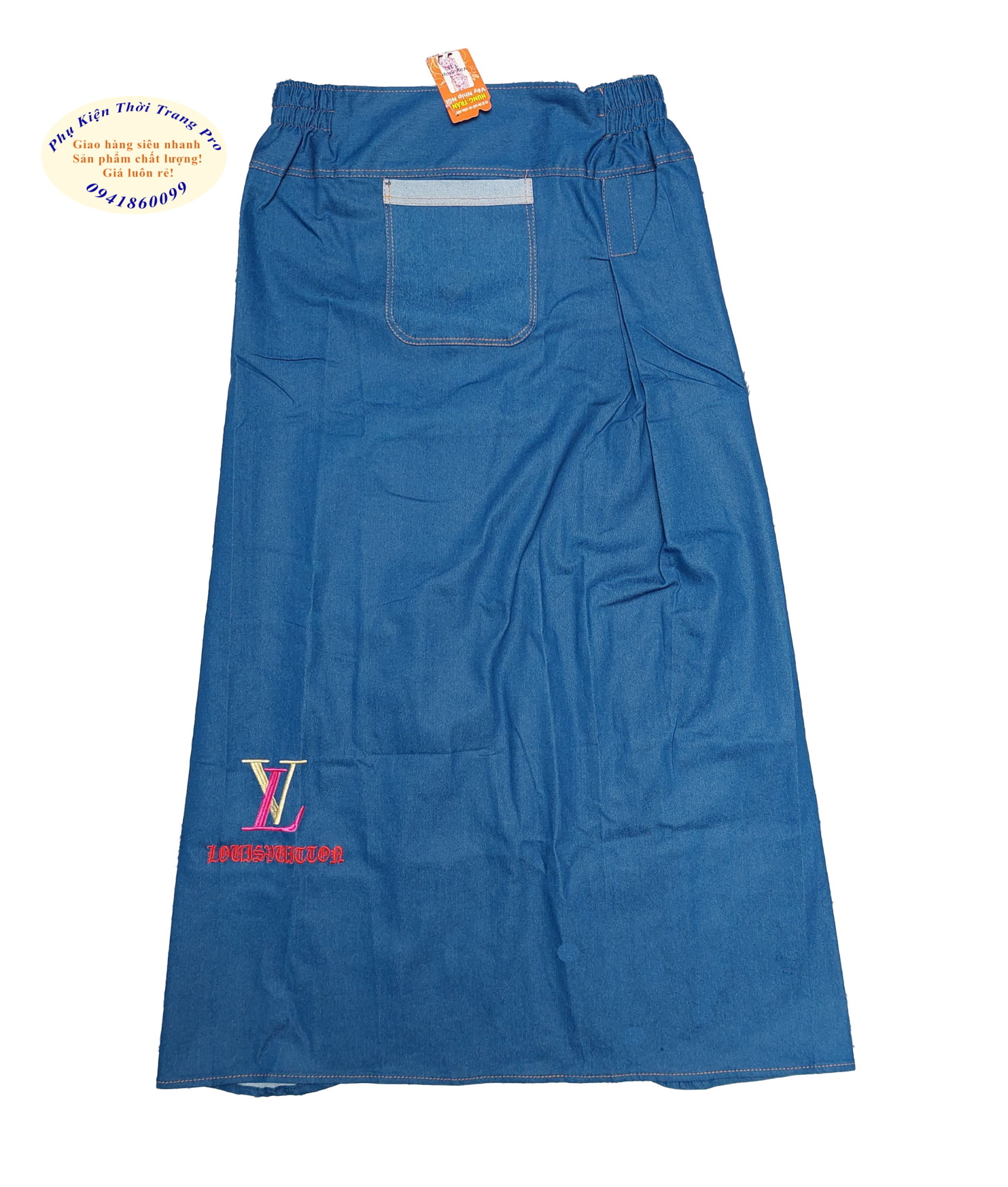 Váy chống nắng xẻ 1 tà, Dày 1 lớp, Chất liệu vải Jean cao cấp, Thêu hình bất kỳ, mềm, Mát, Chống tia UV, Bảo vệ đôi chân