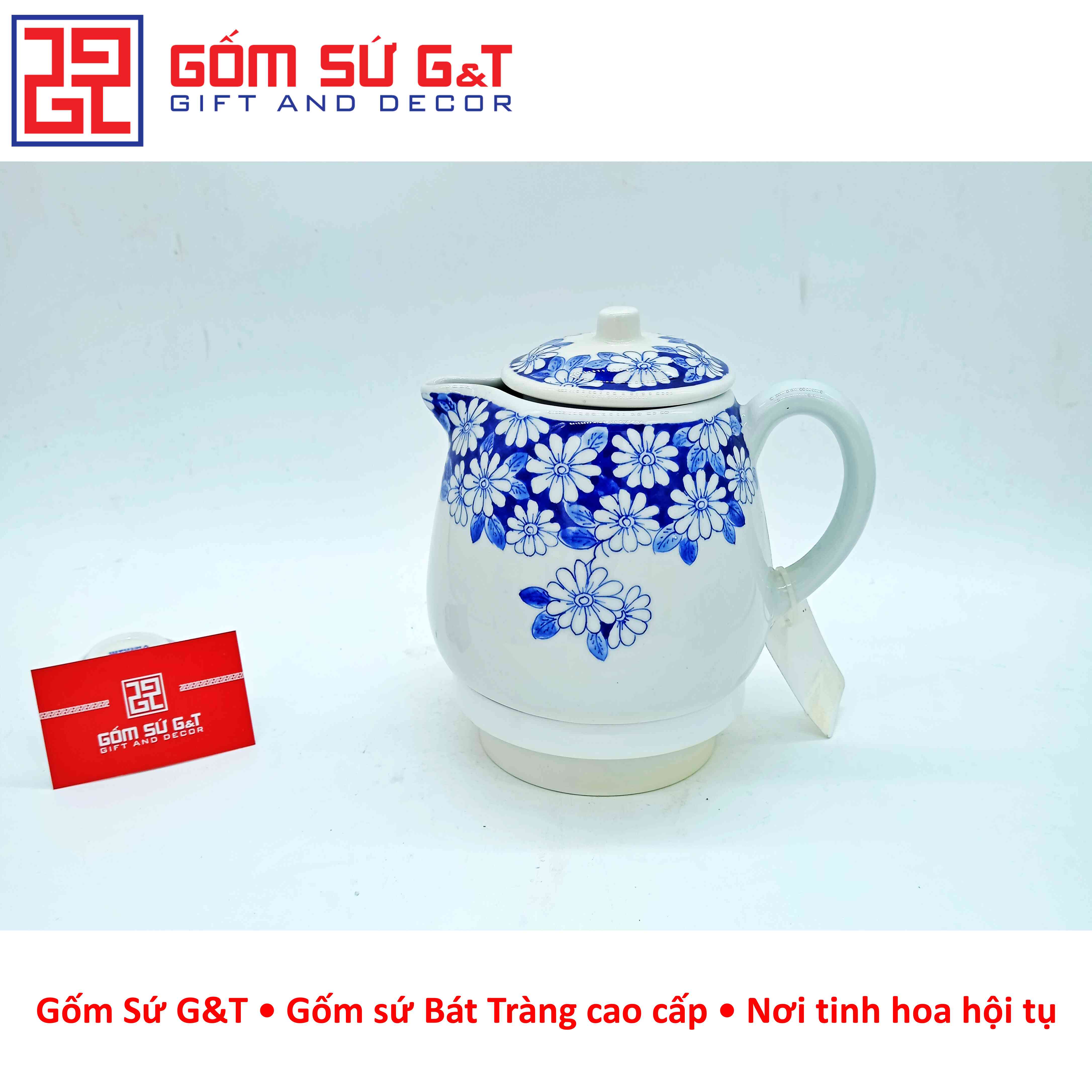 Bộ tích trà vẽ hoa đại thanh xanh Gốm Sứ G&amp;T