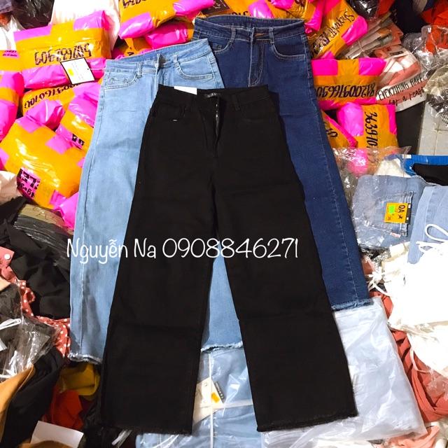 Quần jeans ống xuông Lưng Cao Co Giãn- hình thật chính chủ