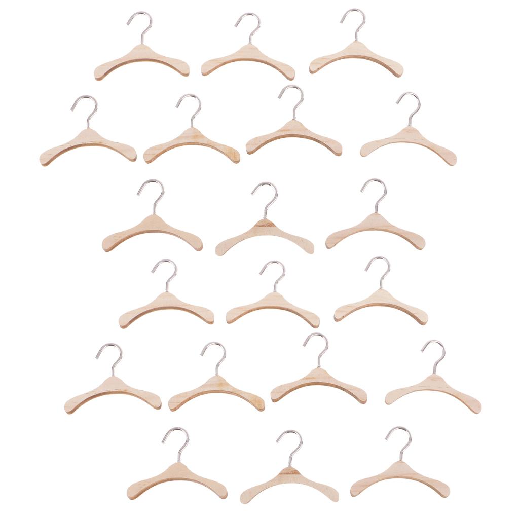 Bộ 30 Miếng 6 Cm Gỗ Móc Treo Quần Áo Móc Kim Loại Cho BJD Kurhn Búp Bê