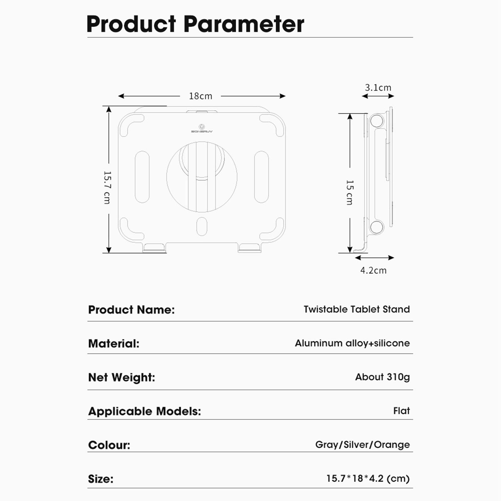 Tablet Stand 360° Rotating Adjustable Height Laptop Riser Stand for iPad Smartphones Work