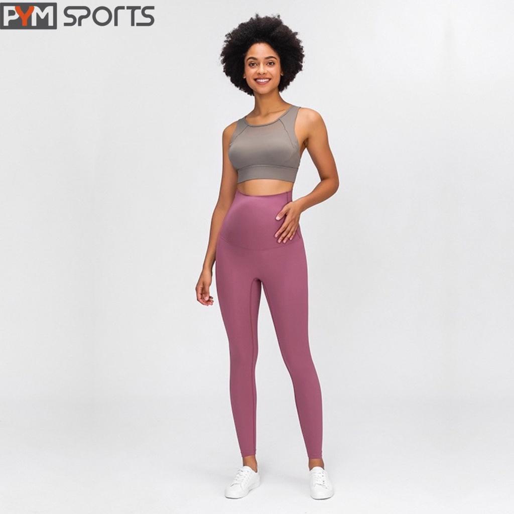 Quần legging tập Yoga - Gym cho bà bầu PYMSPORT - PYML026 co giãn 4 chiều, 3 màu xanh than, đen, hồng