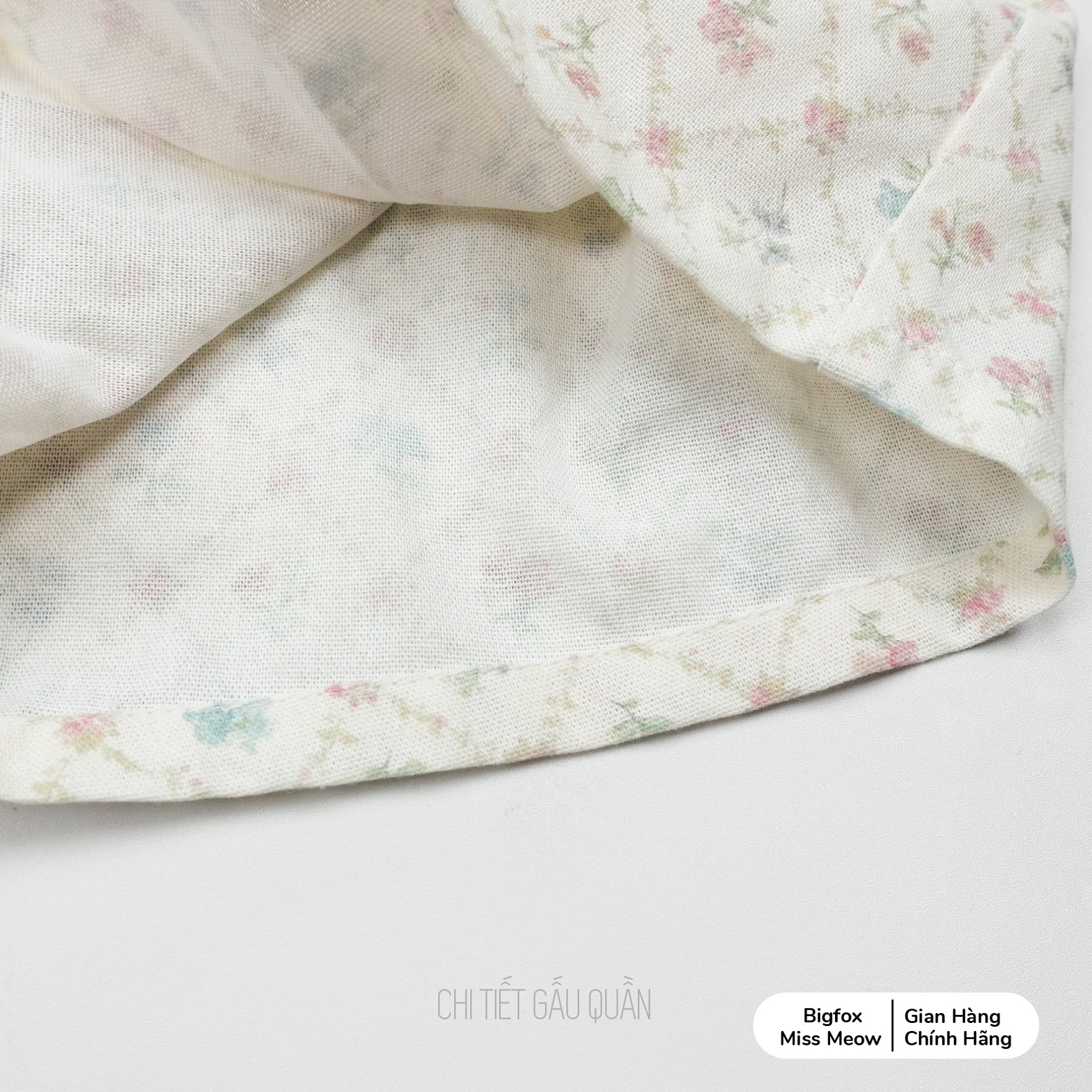 Quần váy đùi cho bé gái Bigfox Miss Meow size đại vải linen hoa nhí cỡ trẻ em 3-11 tuổi 20-30kg