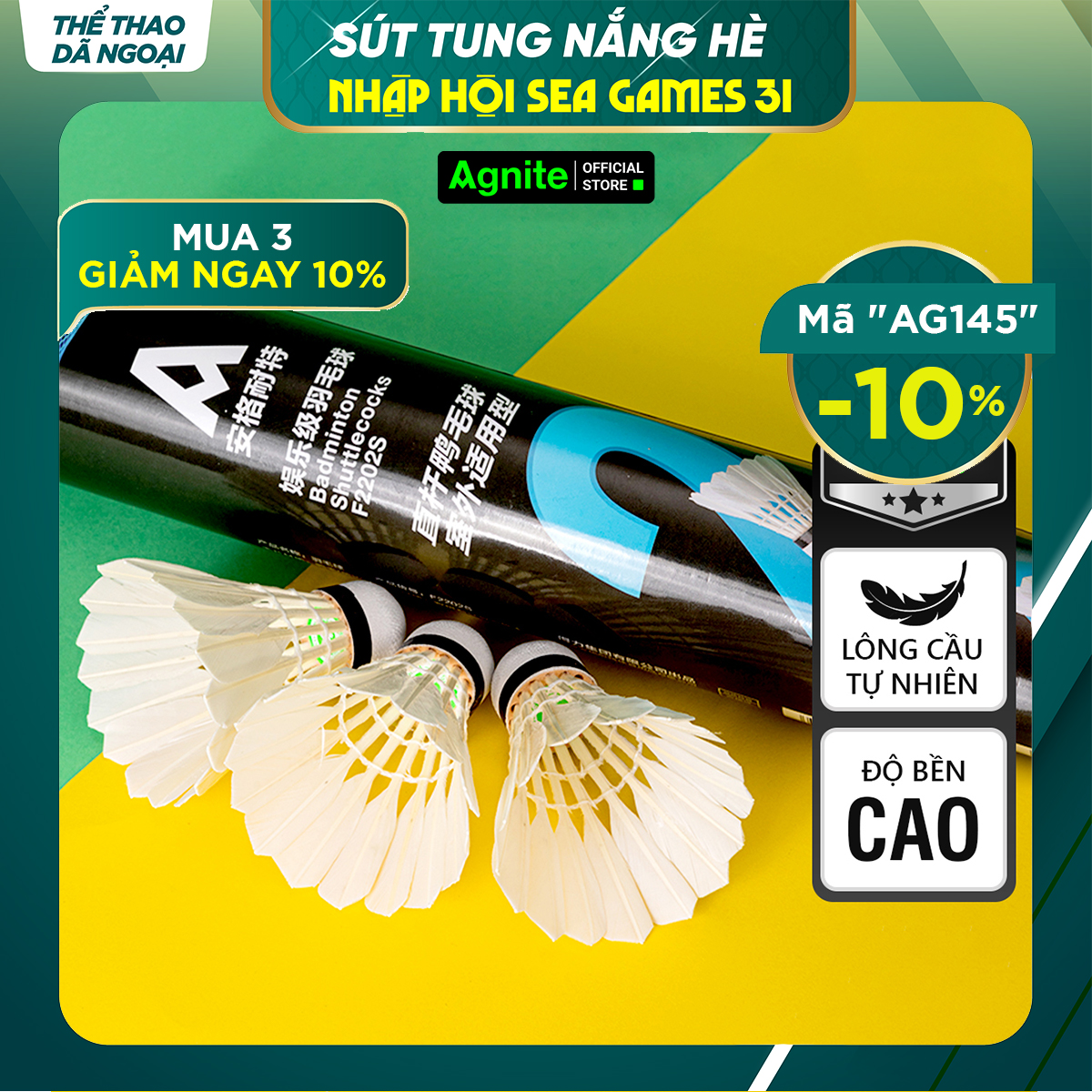 Hộp cầu lông Agnite 12 quả - Phù hợp thi đầu và luyện tập - Hàng chính hãng - F2202S