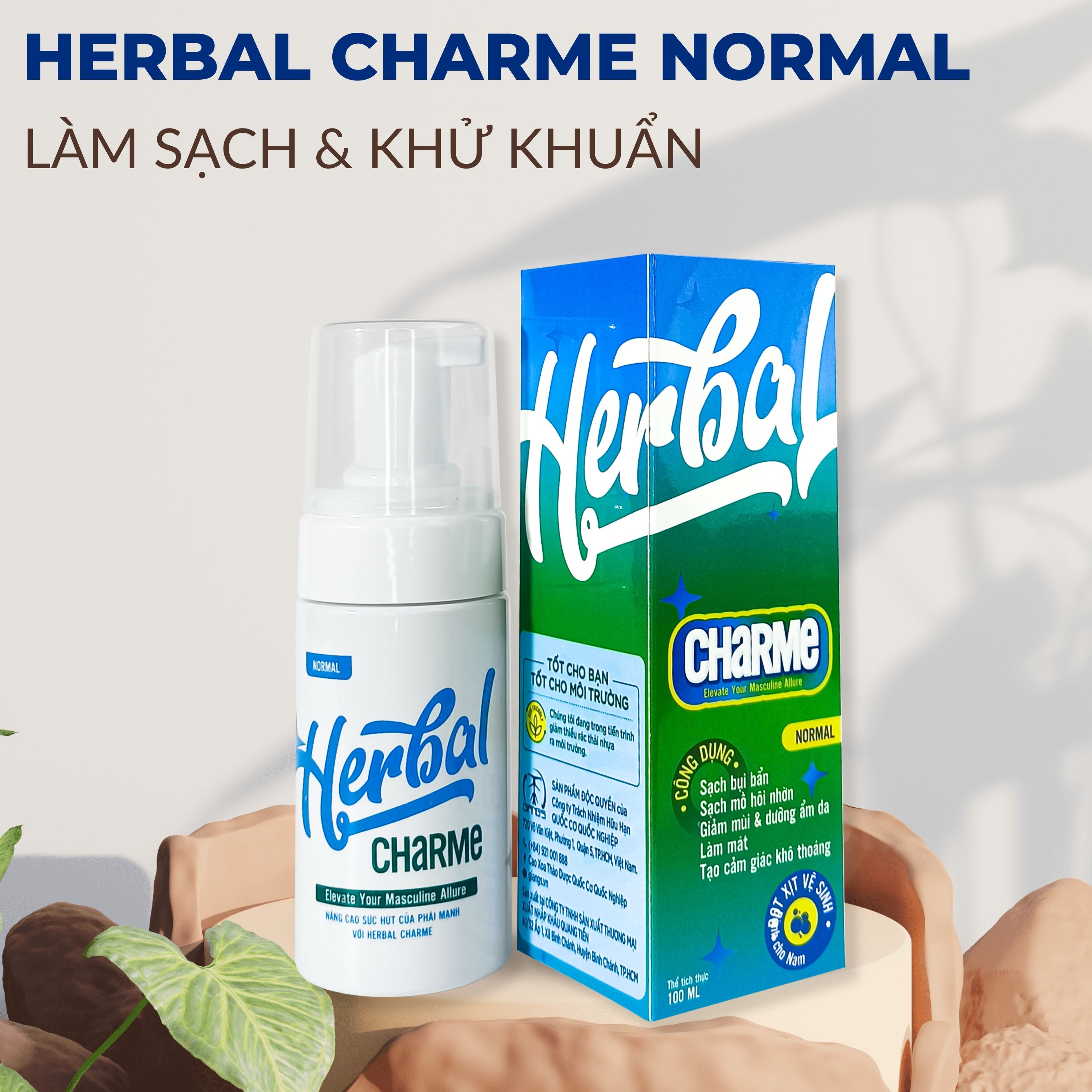 Hình ảnh HERBAL CHARME (NORMAL) Dung Dịch Vệ Sinh Nam Giới Khử Mùi Công Nghệ Mới, Giúp Tạo Bọt Làm Sạch Sâu, Ngăn Ngừa Nấm Ngứa, Hương Thơm Nam Tính Chai 100ml