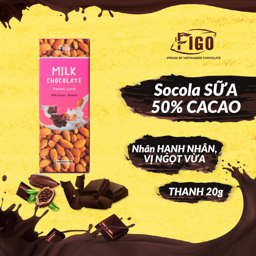 Milk Chocolate Hạt hạnh nhân 20g 50% cacao FIGO VIET NAM