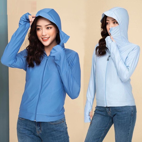 Áo khoác nắng nữ che mặt chống tia UV vải dày dặn mát thoáng khí - màu sắc thời trang