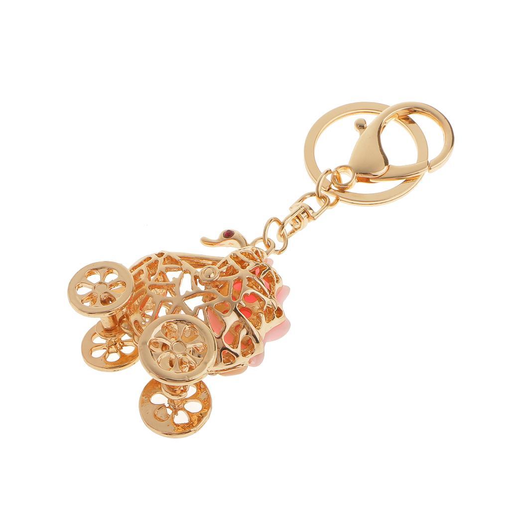 Crystal Keyring Charm Pendant Bag Key Ring Chain Keychain Pink Stroller