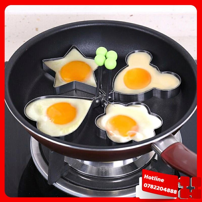 Bộ 4 Khuôn Chiên Đúc Trứng, Làm Bánh Nhiều Hình Inox - Loại Tốt