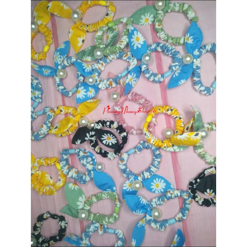 Dây buộc tóc đính hạt có nơ cho bé