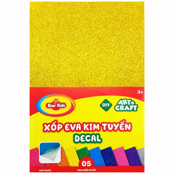 Bộ 5 Xốp Eva Kim Tuyến Decal DYI Art &amp; Craft - Star Kids K-901 (Sắc Độ Màu Giao Ngẫu Nhiên)