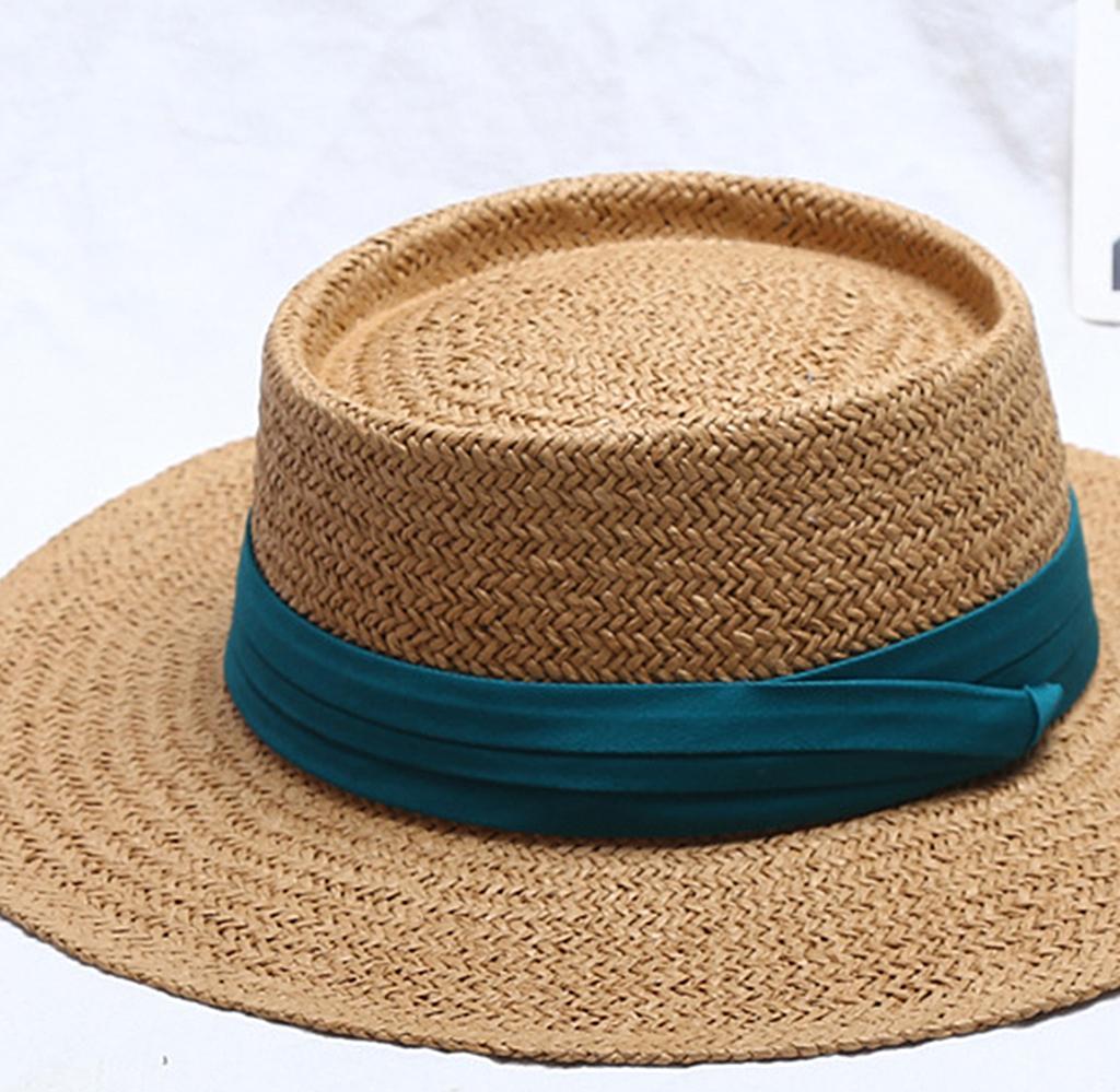 Womens Straw Hat Boater Sun Hat Foldable UV Protection Bucket Fedora Hats Cap