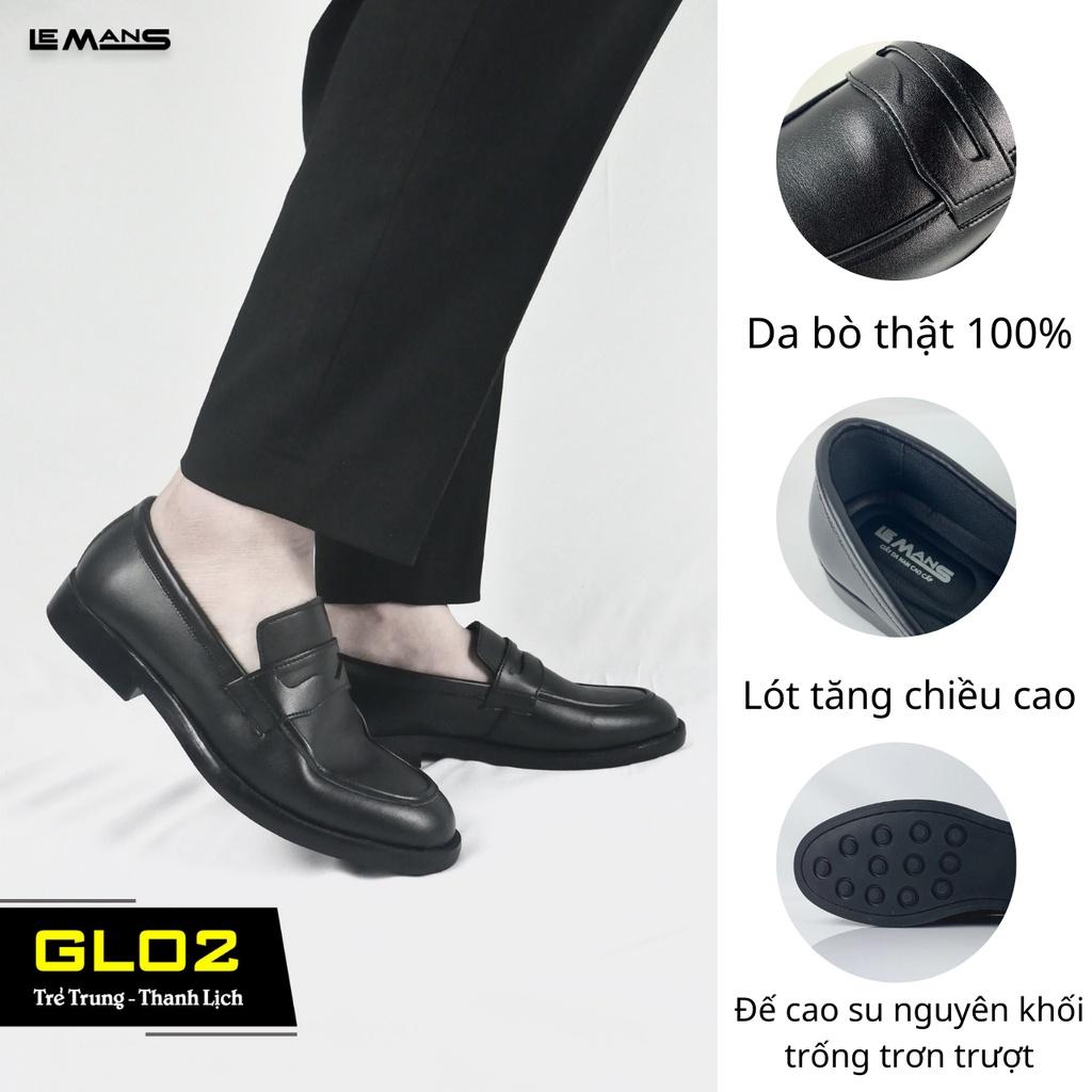 Giày lười da cao cấp Penny Loafer Black LEMANS khâu tay GL02 bảo hành 24 tháng