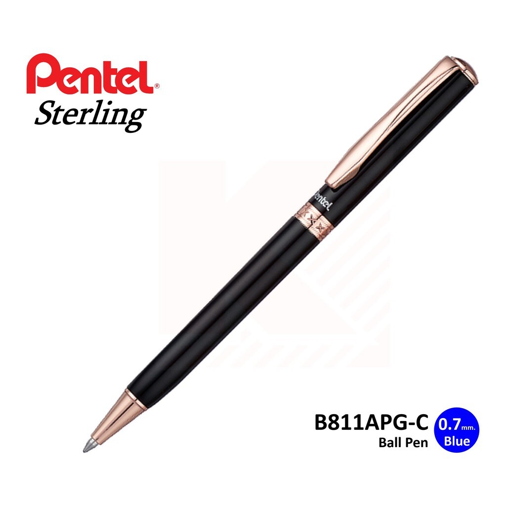 Bút Ký Cao Cấp Pentel B811 Ngòi 0.8mm Mực Xanh | Thiết Kế Nắp Vặn Thanh Lịch | Nhiều Màu Vỏ | Nét Viết Trơn Mượt