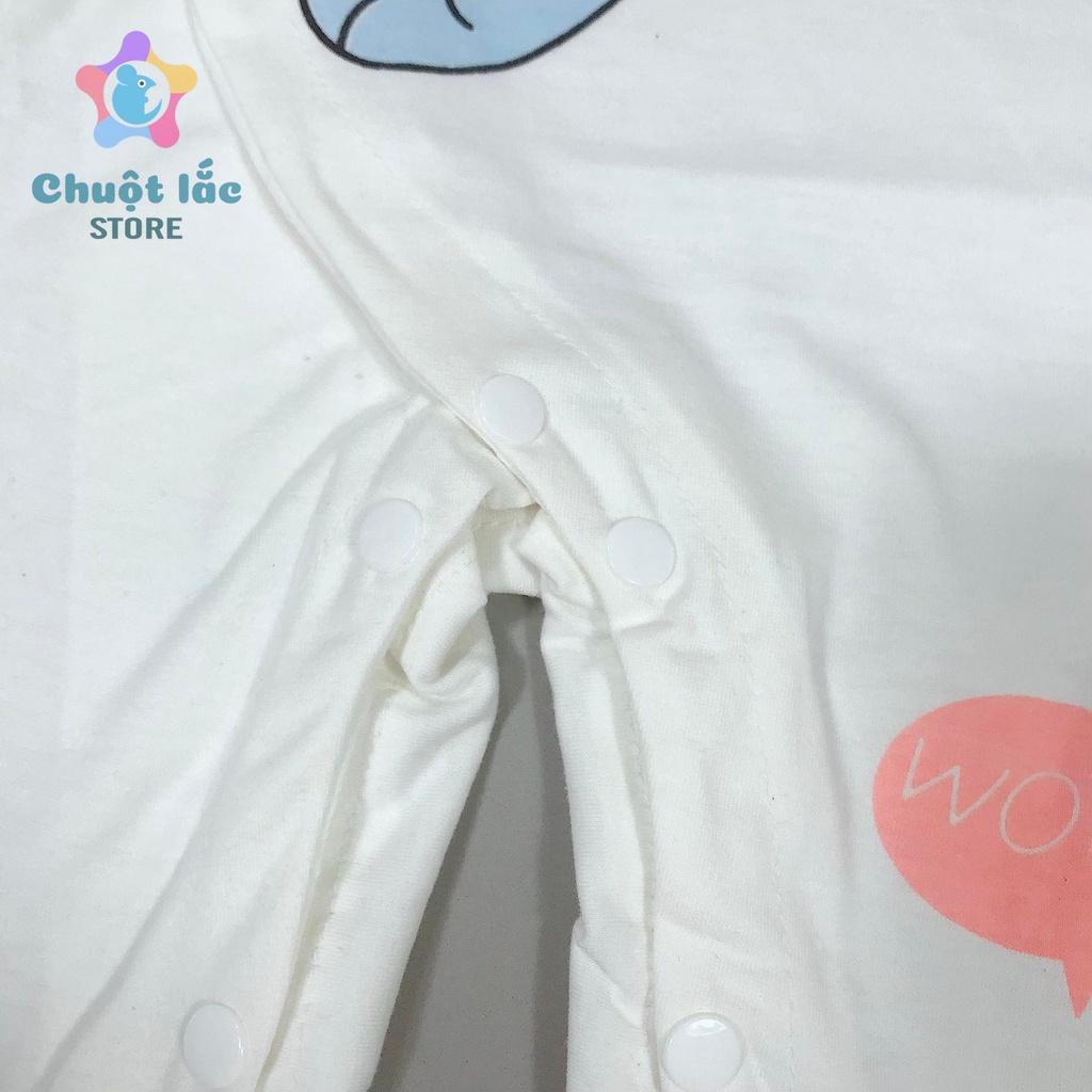 Bộ Đồ Body Dài Tay Cho Trẻ Sơ Sinh Hình Voi Thun Cotton 3kg Đến 12kg MÀu Xanh Hồng