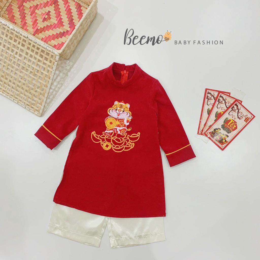 Set bộ áo dài tài lộc Beemo cho bé trai bé gái từ 1 đến 6 tuổi thêu đế vương rinh tài lộc 20D073