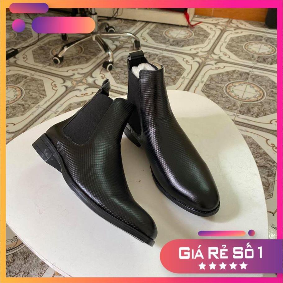 Giầy hàng chất lượng cao Giày Chelsea Boot Nam Da Bò thật dập vân, kiểu dáng đẹp thời trang, tăng chiều cao