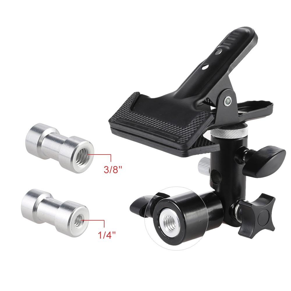 Giá đỡ kẹp kim loại với 5/8 "Phần đính kèm chân đế nhẹ 1/4" đến 3/8 "Bộ chuyển đổi xoay gắn vít cho Photo Studio