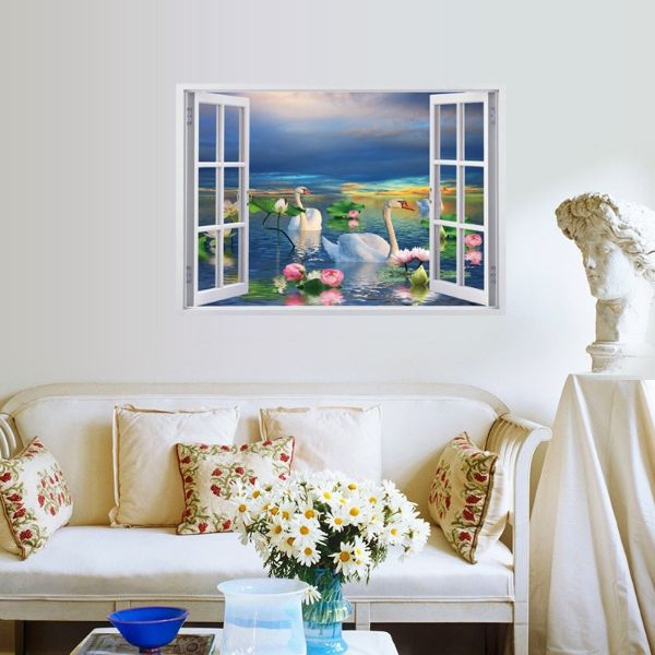 Decal dán tường kim sa 3d chim công DC14+ tặng 01 decal bất kỳ