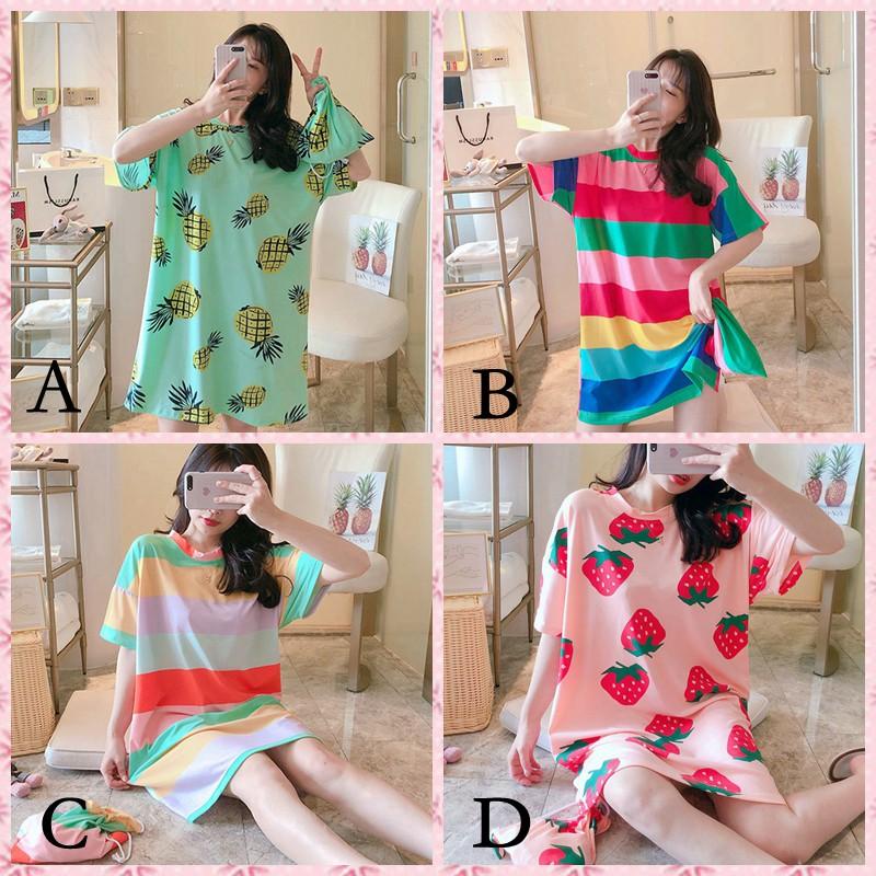 Đầm Ngủ Ngắn Tay Dáng Rộng Xinh Xắn Dành Cho Nữ