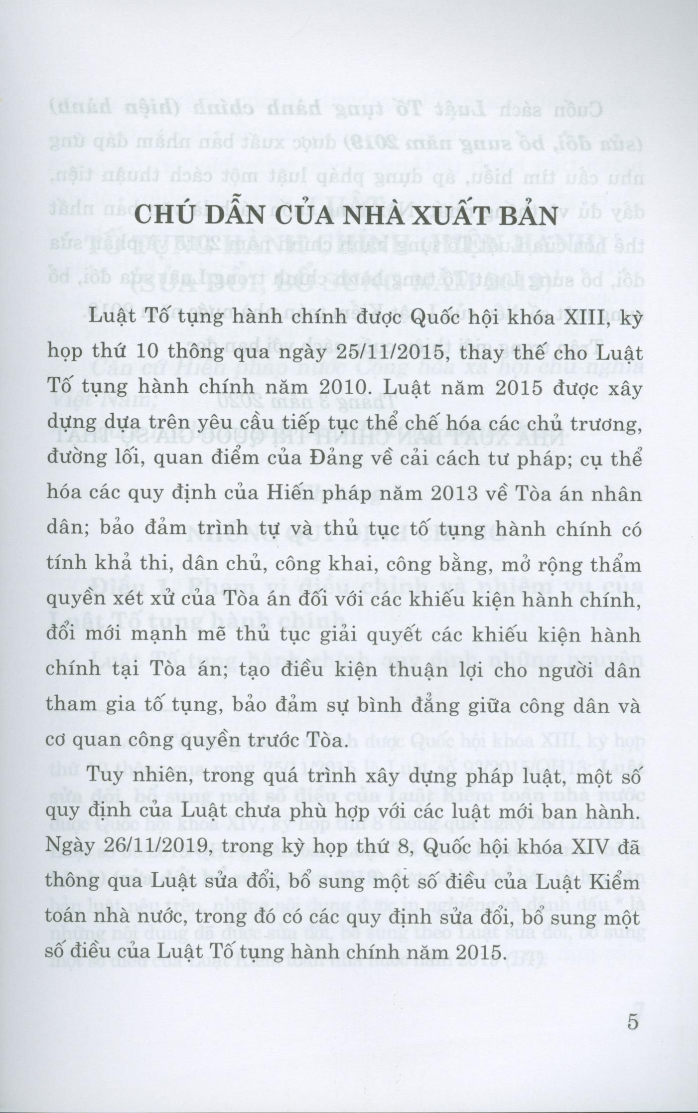 Luật Tố Tụng Hành Chính (Hiện Hành) - (Sửa Đổi, Bổ Sung Năm 2019)