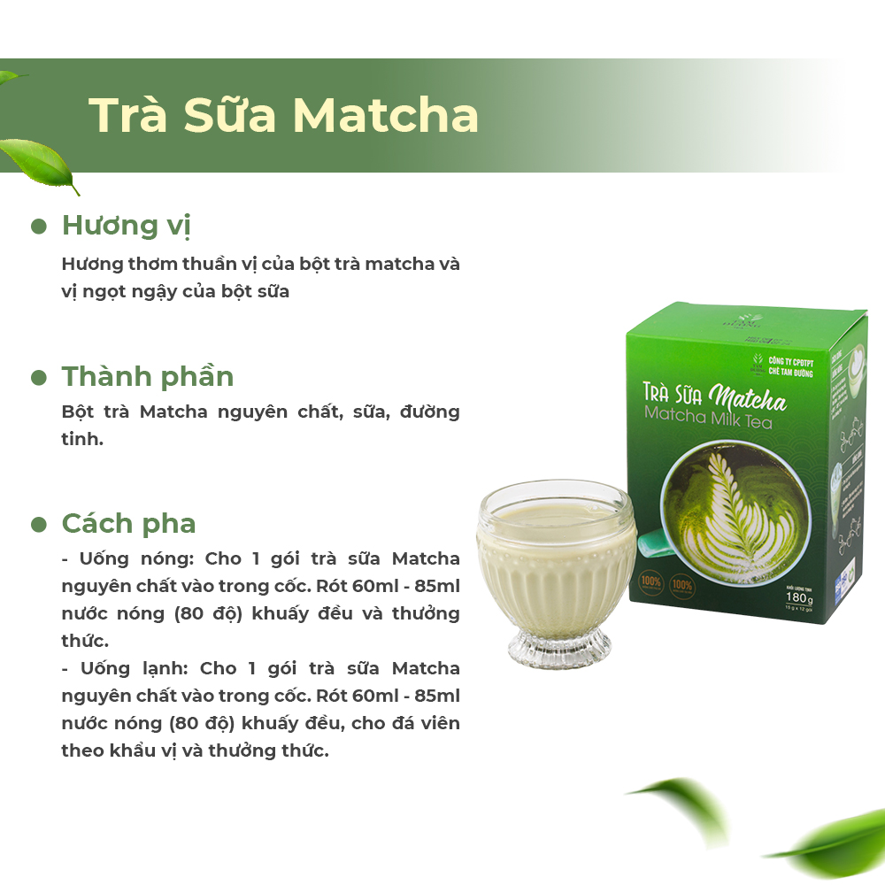 Trà Sữa Matcha Hòa Tan Chính Hiệu Tam Đường Hương Thơm Thuần Vị Trà, Ngọt Ngậy Của Sữa