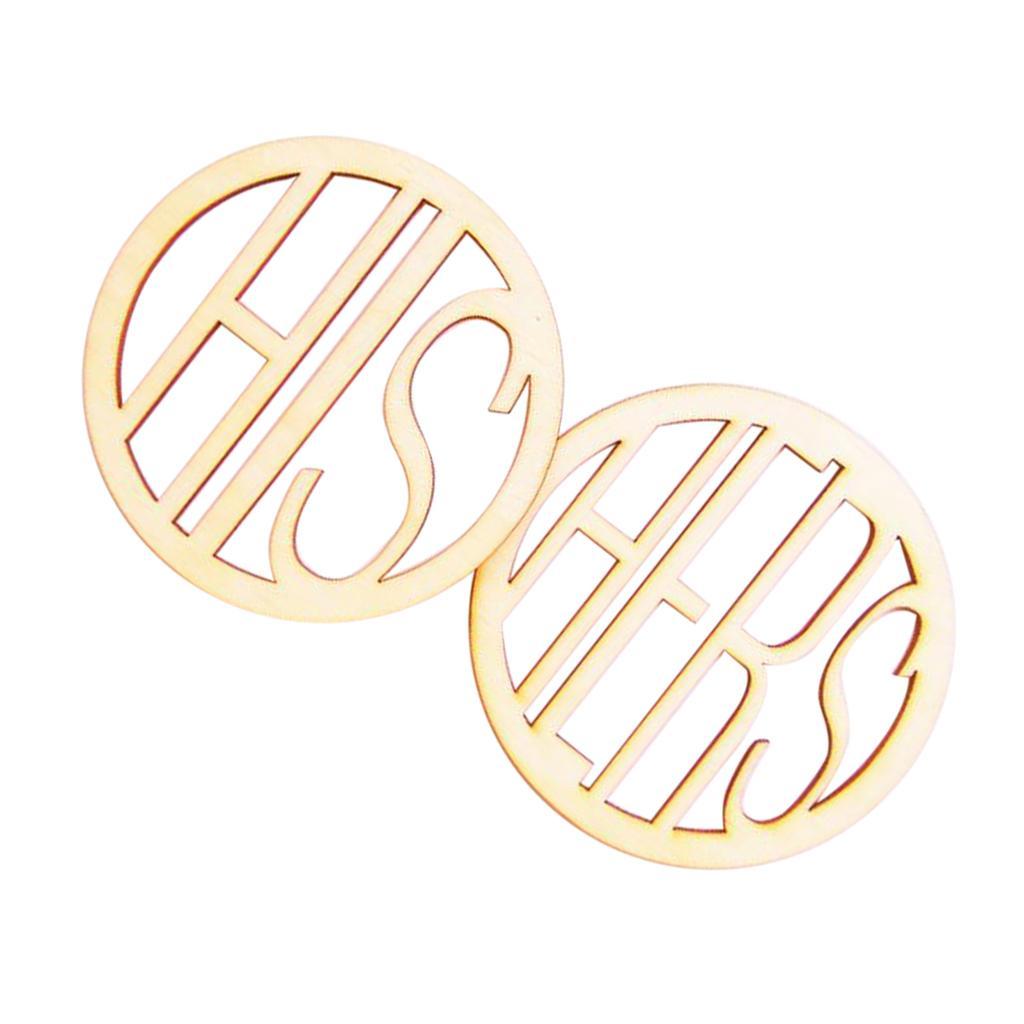 His and Hers Wooden Coasters Drinks Cup Mats Set Wedding Housewarming Gift