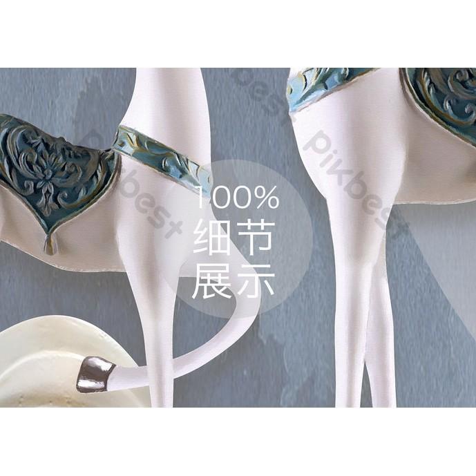 Tranh dán tường 3d trang trí phòng em bé phòng ngủ hiện đại, Nai rừng trên núi và đàn chim MS900203