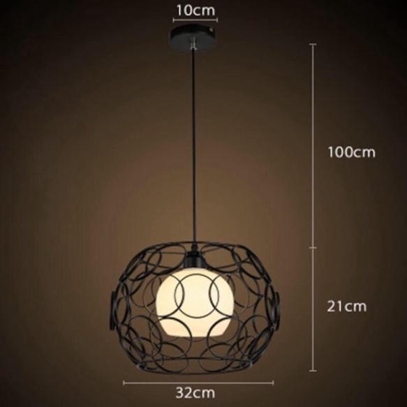 Đèn thả lồng sắt fi 30cm kèm bóng led 5w DT HQ