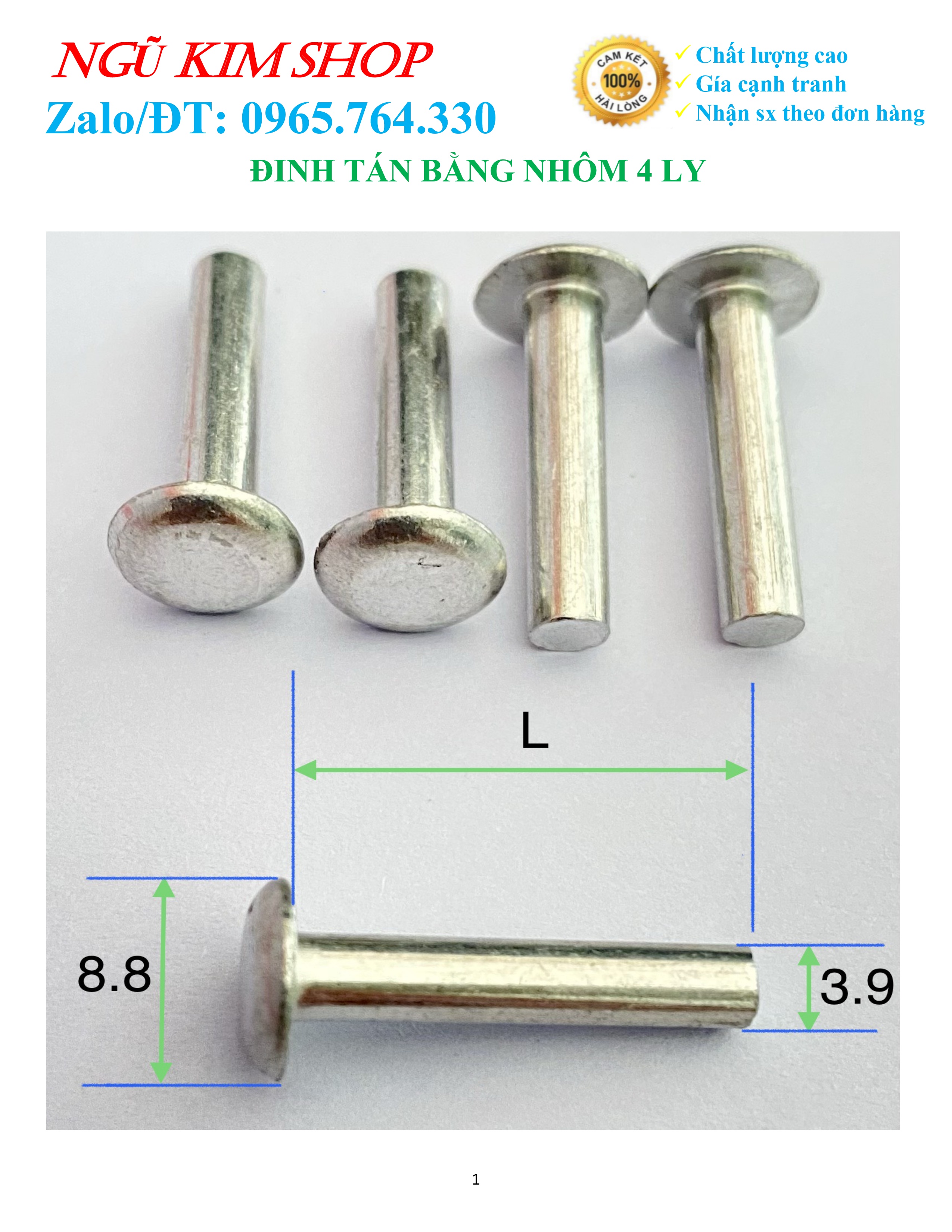 ĐINH TÁN BẰNG NHÔM 4 LY