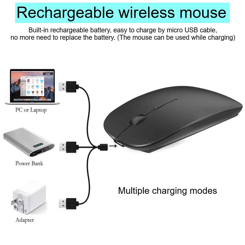 Bluetooth 4.0 + 2.4G Không Dây Hai Chế Độ Sạc 2 Trong 1 Chuột 1600 DPI Công Thái Quang Di Động Chuột Cho laptop Máy Tính Bảng