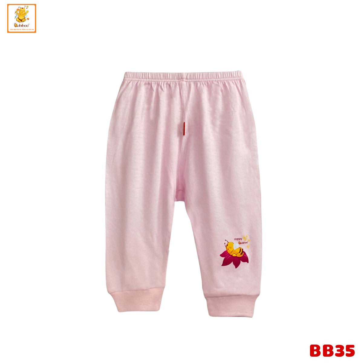 Quần dài cho bé Babiboo quần dài sơ sinh đáy bỉm chất cotton tự nhiên, thấm hút tốt BB35
