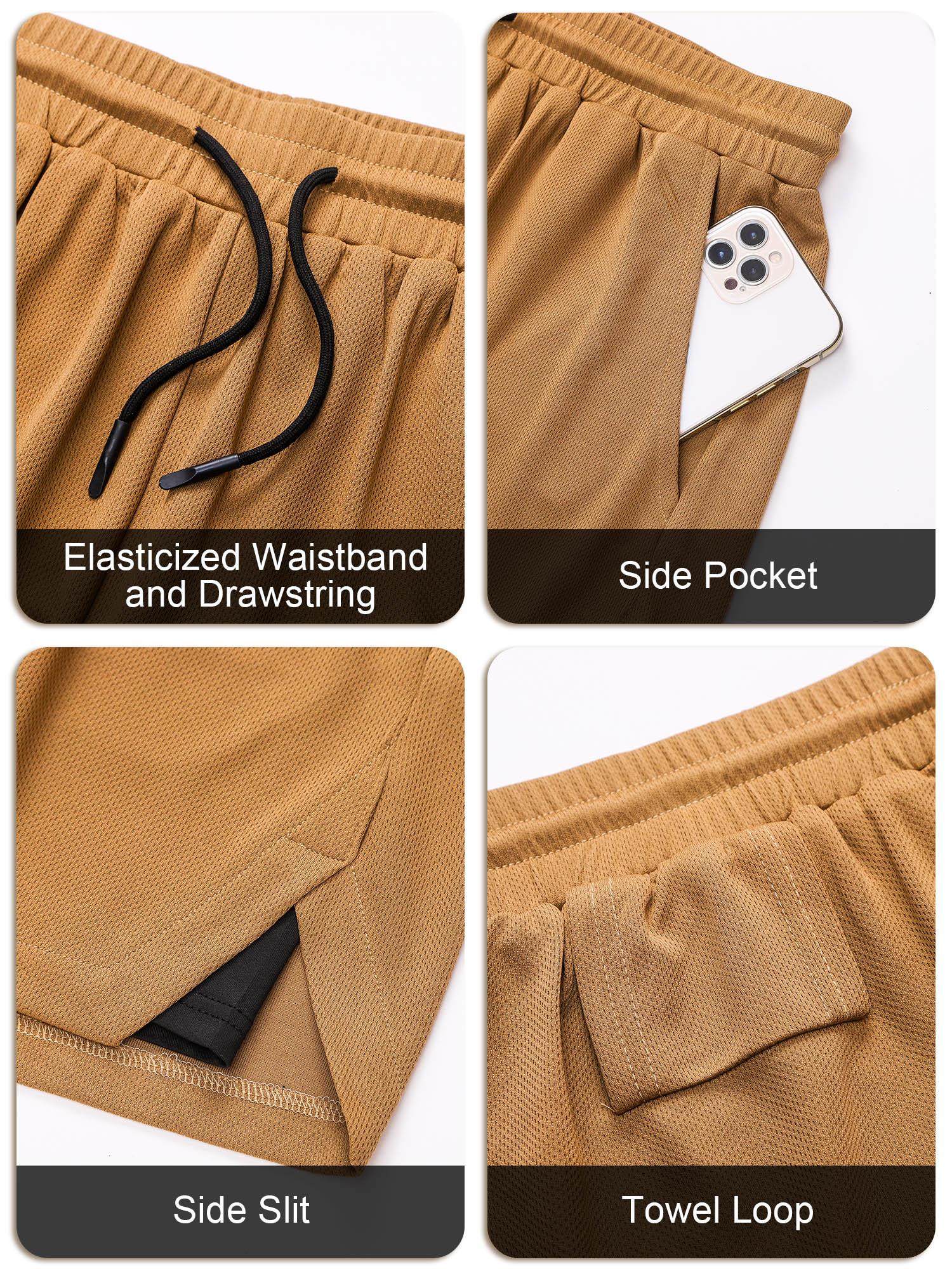 Quần Short Thể Thao Nam Có Lót 2 Trong 1 Với Túi Có Dây