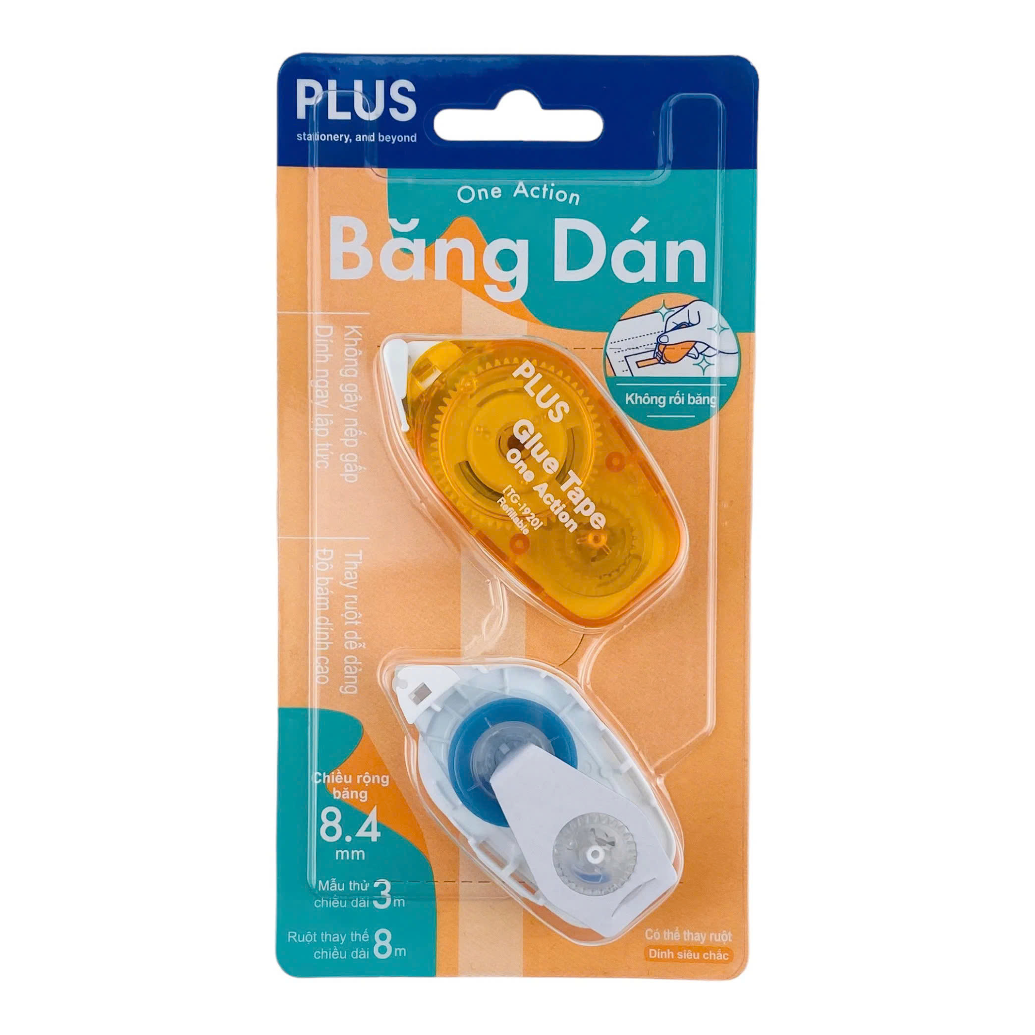 [SP MỚI] Băng keo 2 mặt One Action PLUS có kèm ruột thay thế
