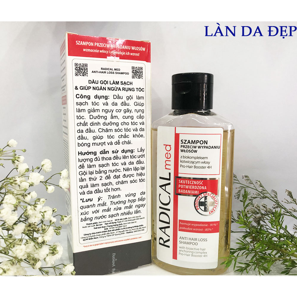Dầu gội Radical Med Szampon Przeciw Wlosow Anti Hair Loss Shampoo làm sạch ngăn rụng tóc chai 300ml