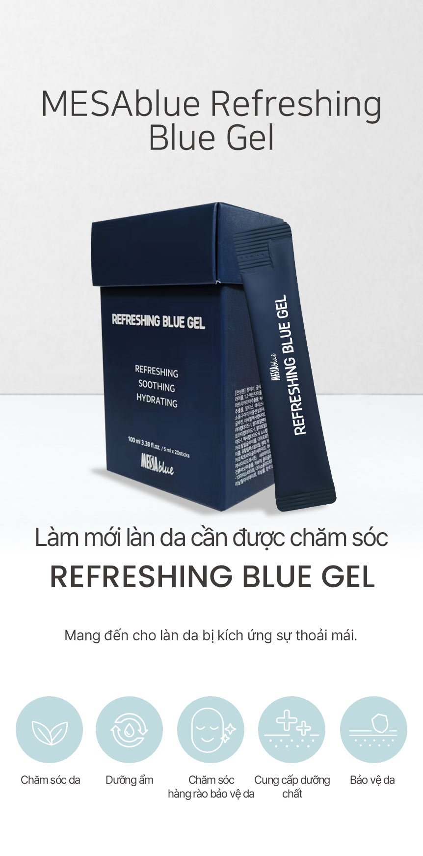 Kem Dưỡng Ẩm Mặt MESABLUE REFRESING BLUE GEL 5ml x 20ea