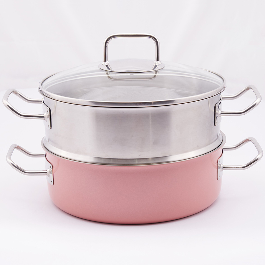 Nồi Hấp Edelkochen Solid Hồng Kèm Xửng Hấp Edelkochen Solid 3 Lớp 24cm