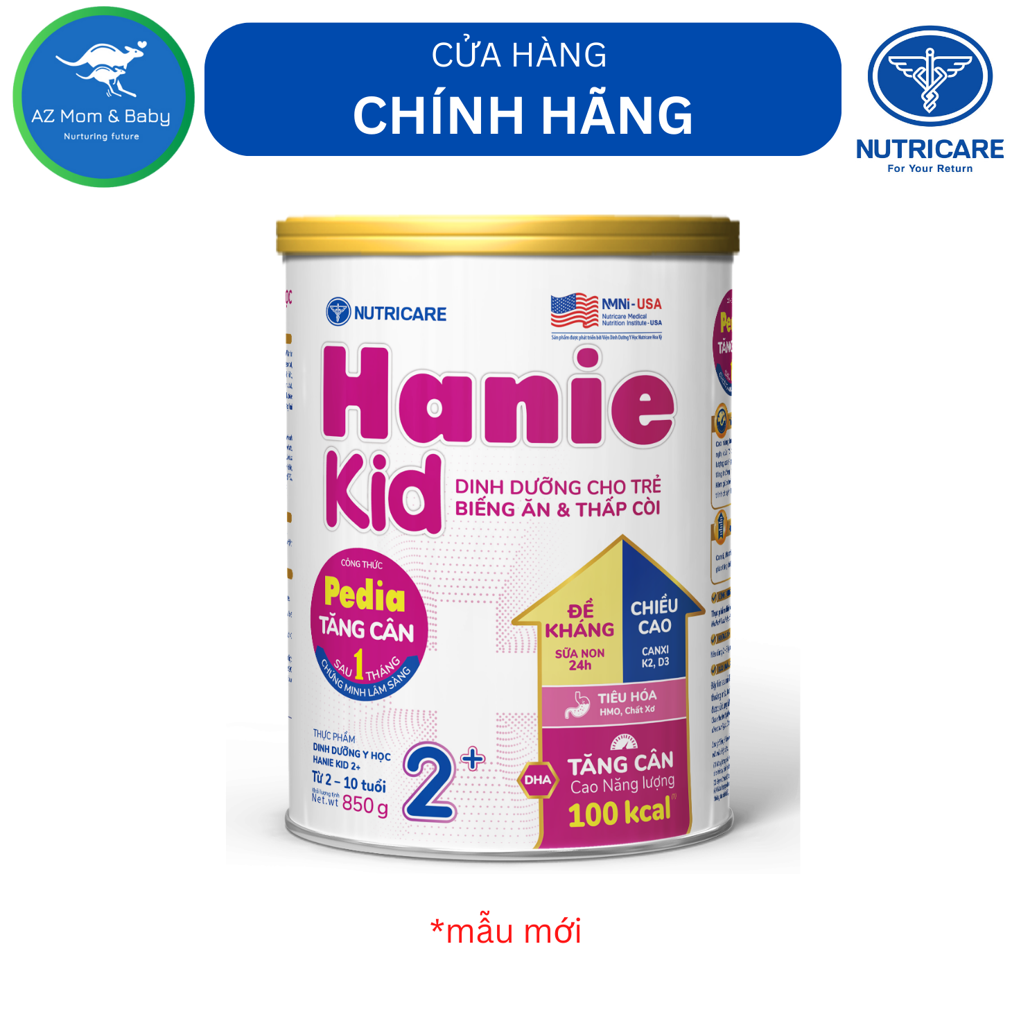 Sữa bột Nutricare Hanie Kid 2+ cho trẻ biếng ăn và suy dinh dưỡng