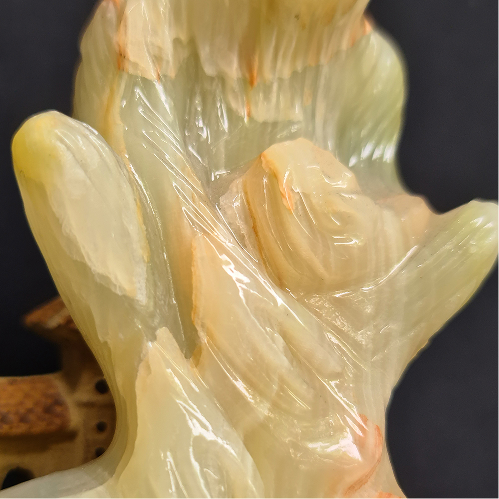 Tượng Phong Thuỷ Tuổi Thân - Khỉ 12 Con Giáp Đá Ngọc Onyx Xanh - 8cm - Mx - Hợp Mệnh Hoả, Mộc