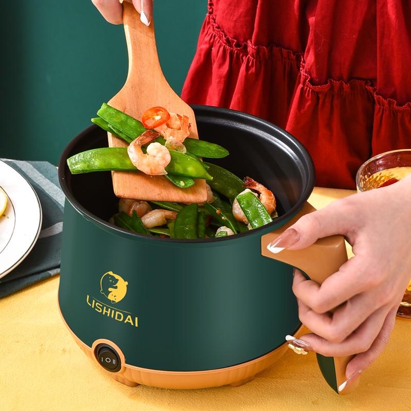 Nồi điện mini 2 tầng LISHIDAI cho 1-2 người ăn - Chiên, xào, luộc, nấu cơm tặng kèm khay hấp inox