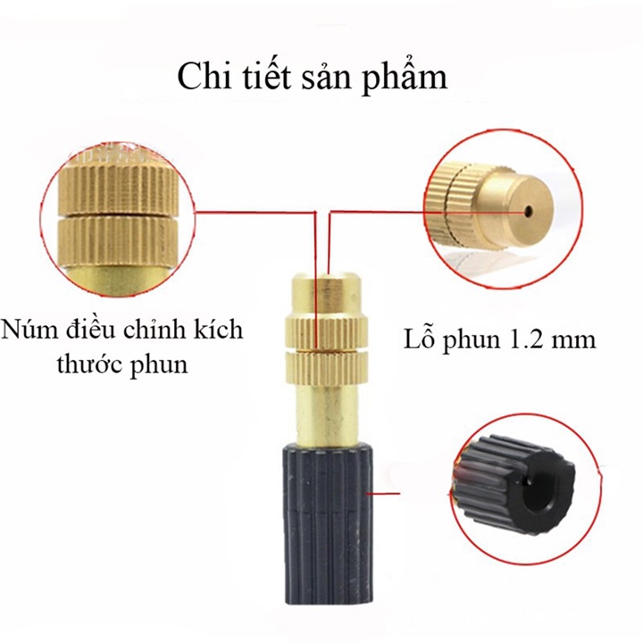 Combo 5 Cái Béc Phun Sương Đồng Nối Lỗ 6 Ly