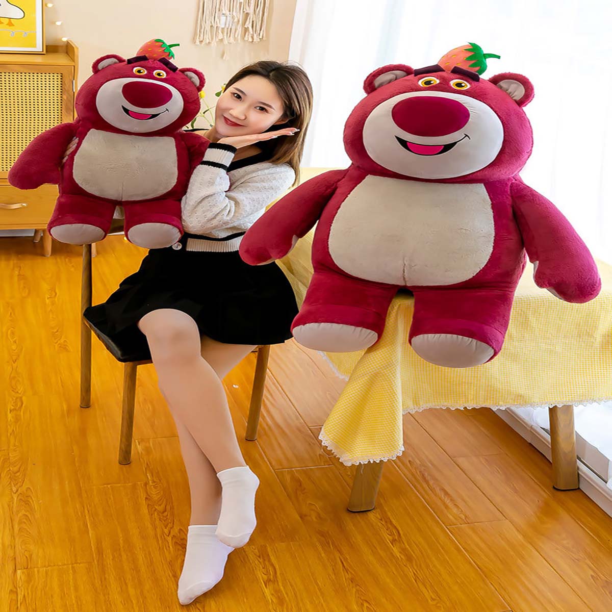 Gấu Dâu Bông Lotso Hoa Mini Nhỏ Có Thơm Mùi Dâu Thú Nhồi Bông Miniso Cute Giá Rẻ Anime Dễ Thương Nằm Ôm Ngủ Văn Phòng